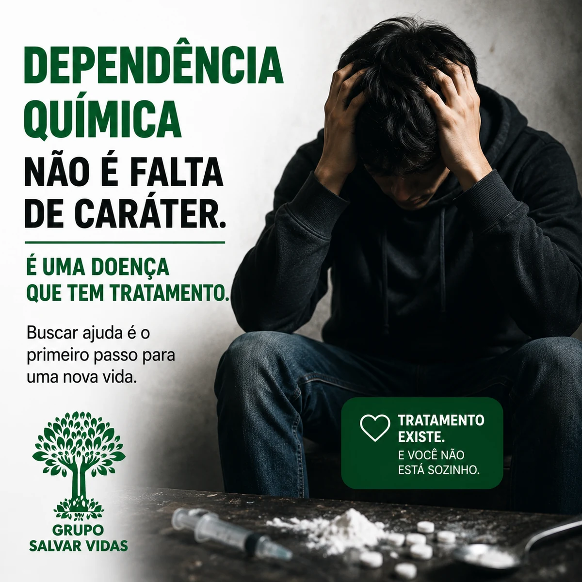 Arte sobre dependência química como doença