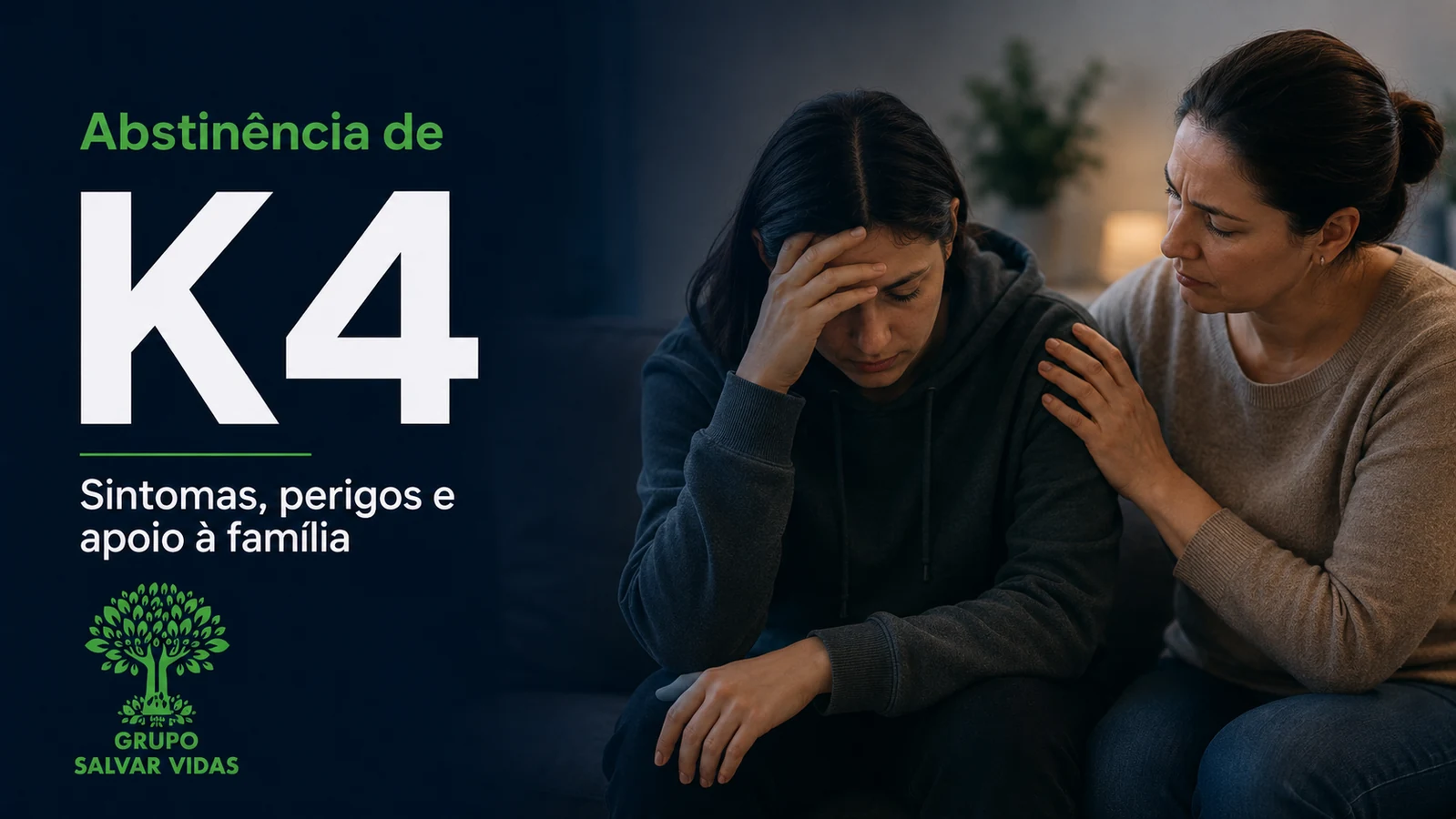 Arte educativa sobre K4 e sinais de crise