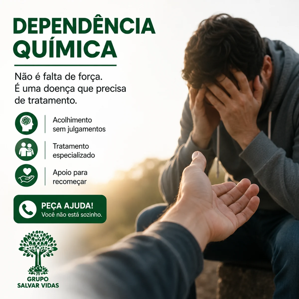 Arte com chamada para pedir ajuda