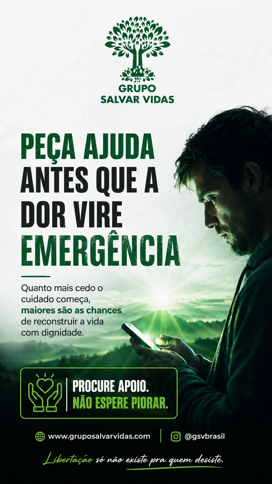 Peça ajuda antes que a dor vire emergência em saúde mental e dependência