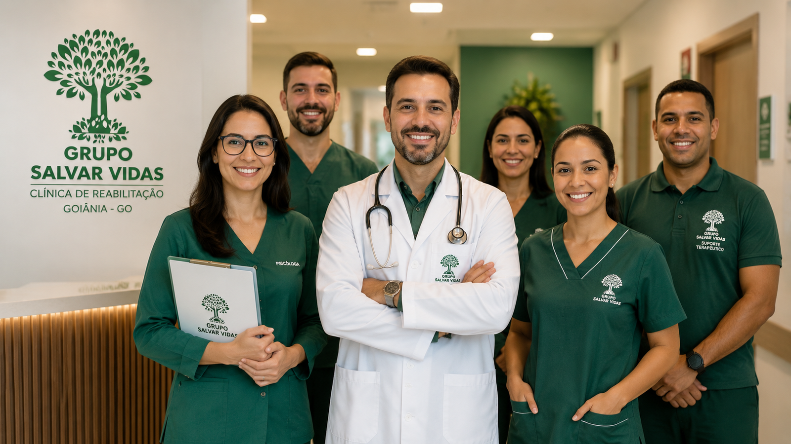 Equipe especializada da clínica de reabilitação em Goiânia