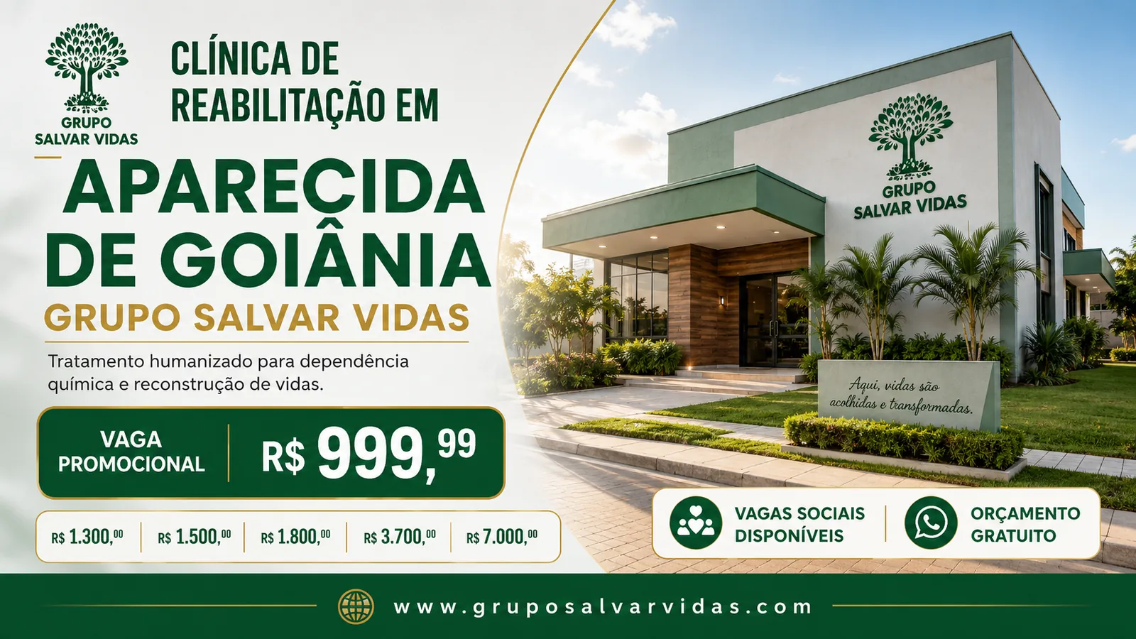 Clínica de reabilitação particular em Aparecida de Goiânia