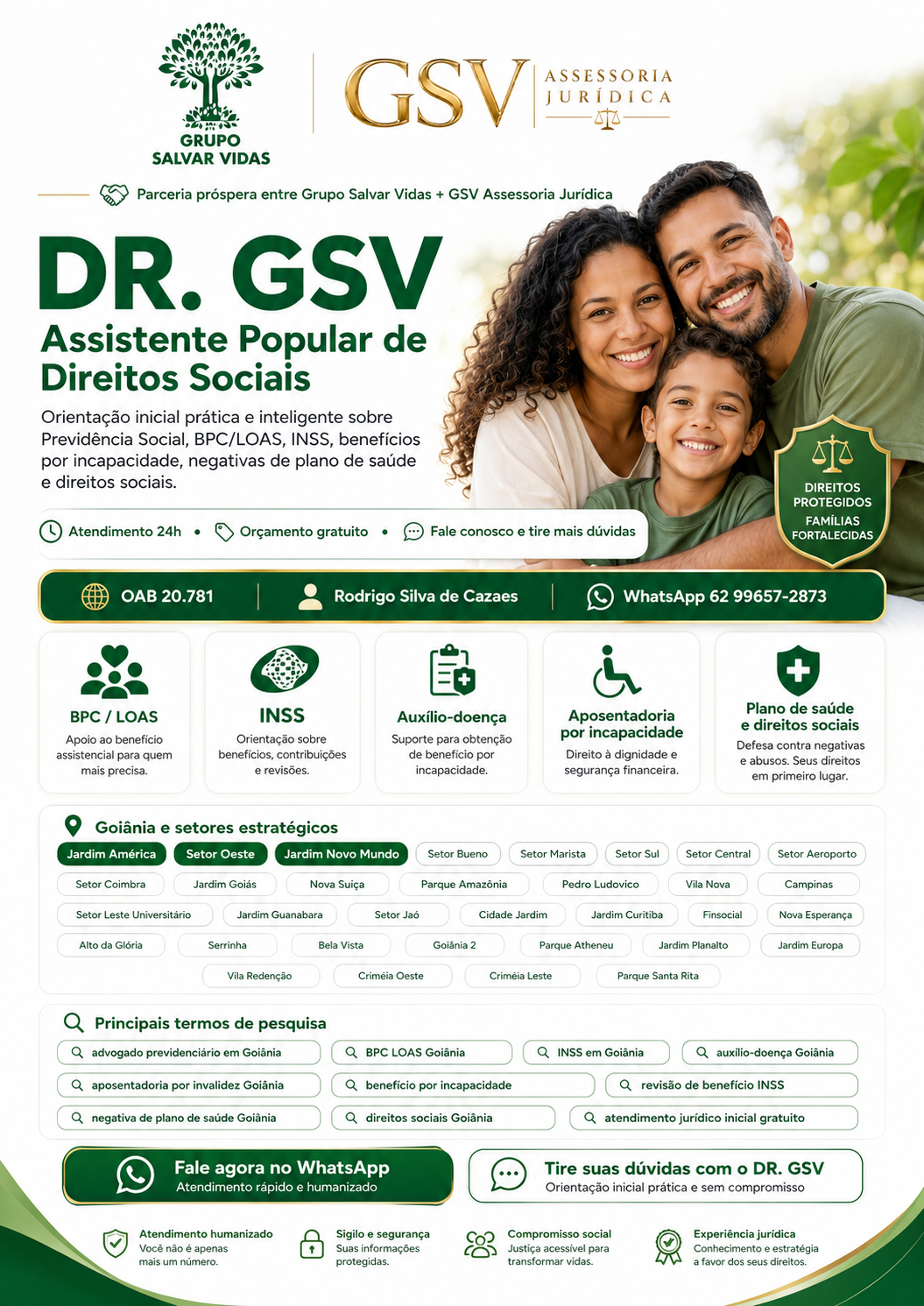 DR GSV assistente popular de direitos sociais em Goiás
