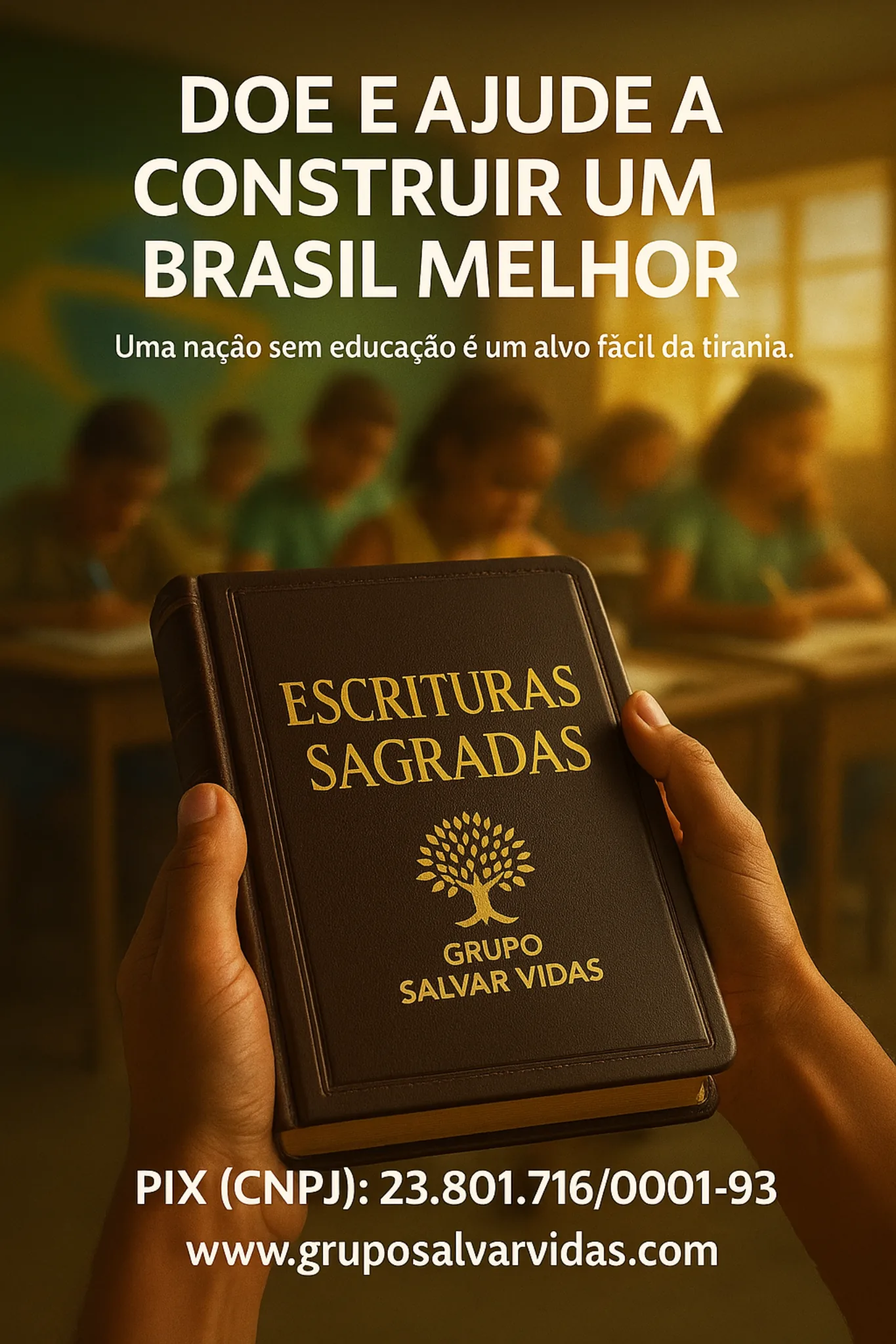 Imagem institucional com referência espiritual e mensagem de construção de um Brasil melhor