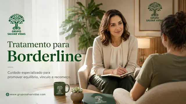 Tratamento especializado para equilíbrio emocional: imagem institucional do Grupo Salvar Vidas sobre borderline, acolhimento, saúde mental e tratamento humanizado.