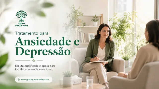 Tratamento para ansiedade e depressão: imagem institucional do Grupo Salvar Vidas sobre ansiedade e depressão, acolhimento, saúde mental e tratamento humanizado.