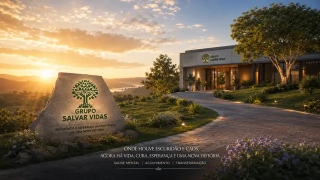 Amanhecer de esperança e transformação: imagem institucional do Grupo Salvar Vidas sobre acolhimento e esperança, acolhimento, saúde mental e tratamento humanizado.