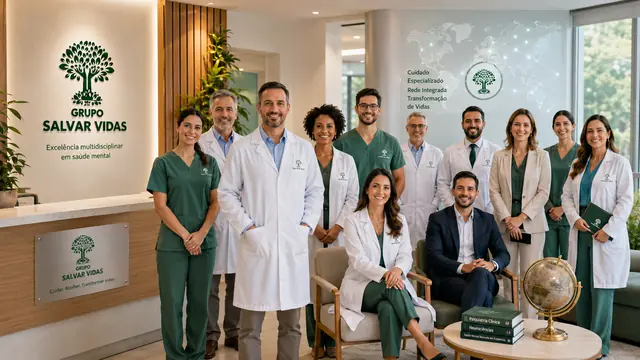 Equipe dedicada à saúde mental: imagem institucional do Grupo Salvar Vidas sobre acolhimento e esperança, acolhimento, saúde mental e tratamento humanizado.