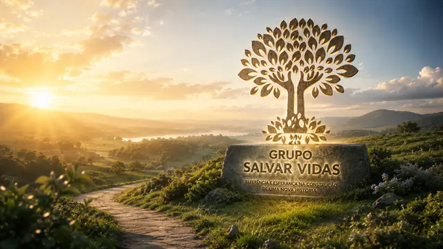 Caminho tranquilo em paisagem dourada: imagem institucional do Grupo Salvar Vidas sobre acolhimento e esperança, acolhimento, saúde mental e tratamento humanizado.